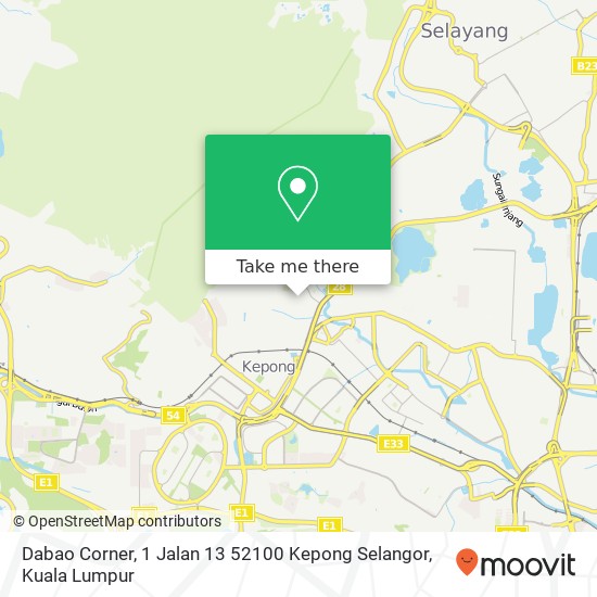 Peta Dabao Corner, 1 Jalan 13 52100 Kepong Selangor