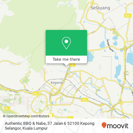 Peta Authentic BBQ & Nabe, 37 Jalan 6 52100 Kepong Selangor