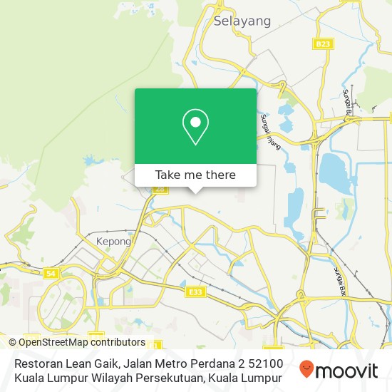 Restoran Lean Gaik, Jalan Metro Perdana 2 52100 Kuala Lumpur Wilayah Persekutuan map
