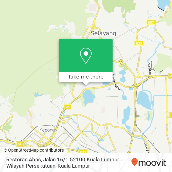Peta Restoran Abas, Jalan 16 / 1 52100 Kuala Lumpur Wilayah Persekutuan