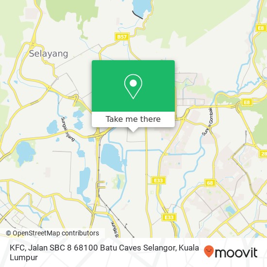Peta KFC, Jalan SBC 8 68100 Batu Caves Selangor