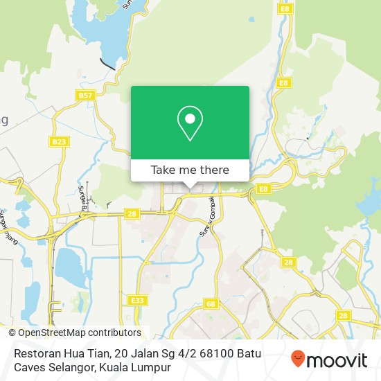 Peta Restoran Hua Tian, 20 Jalan Sg 4 / 2 68100 Batu Caves Selangor