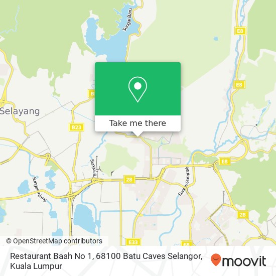 Peta Restaurant Baah No 1, 68100 Batu Caves Selangor