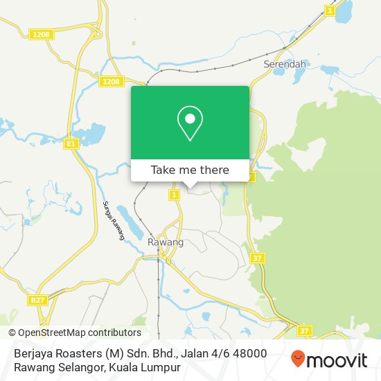 Peta Berjaya Roasters (M) Sdn. Bhd., Jalan 4 / 6 48000 Rawang Selangor