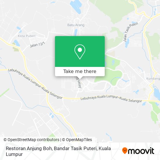 Peta Restoran Anjung Boh, Bandar Tasik Puteri