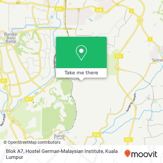 Blok A7, Hostel German-Malaysian Institute map