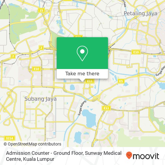 Admission Counter - Ground Floor, Sunway Medical Centre map