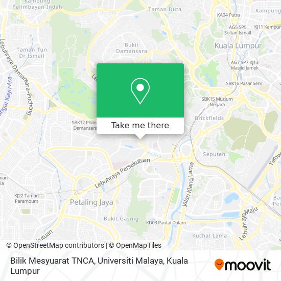 Peta Bilik Mesyuarat TNCA, Universiti Malaya