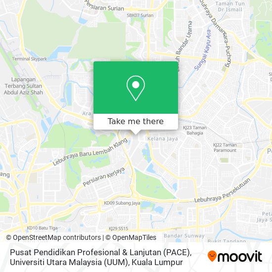 Peta Pusat Pendidikan Profesional & Lanjutan (PACE), Universiti Utara Malaysia (UUM)