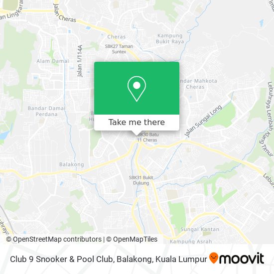 Club 9 Snooker & Pool Club, Balakong map