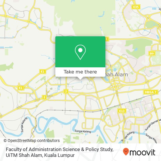 Faculty of Administration Science & Policy Study, UiTM Shah Alam map