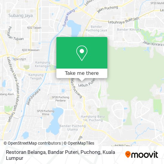 Peta Restoran Belanga, Bandar Puteri, Puchong