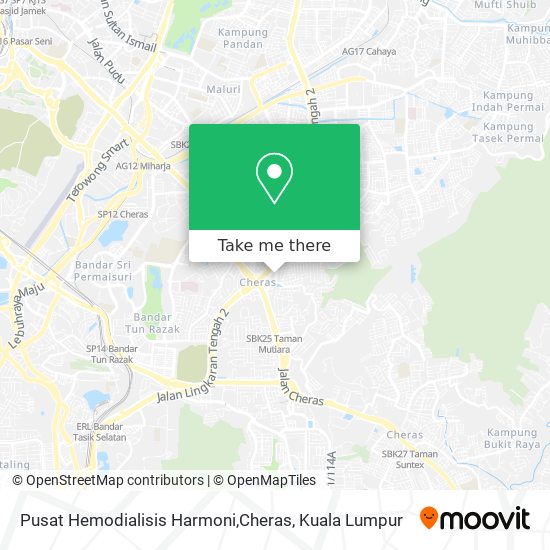 Peta Pusat Hemodialisis Harmoni,Cheras