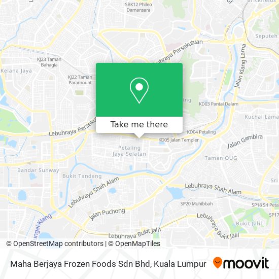 Peta Maha Berjaya Frozen Foods Sdn Bhd