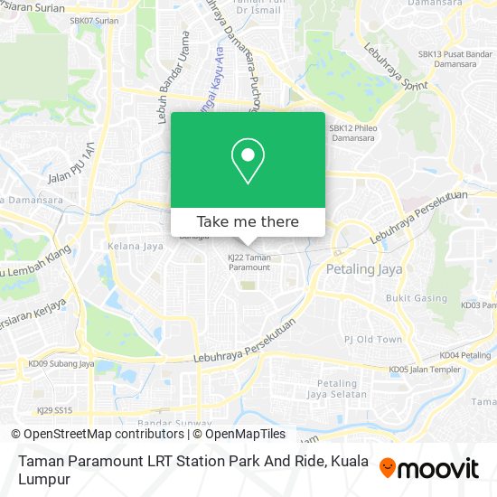 Taman Paramount LRT Station Park And Ride map