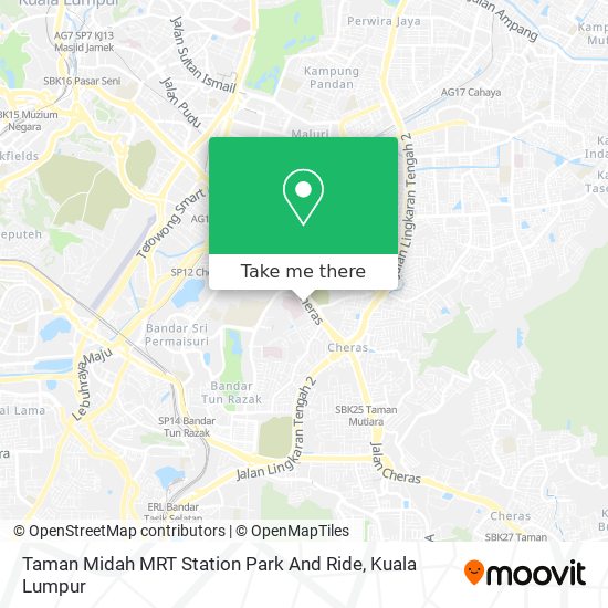 Taman Midah MRT Station Park And Ride map