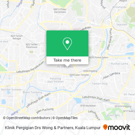 Peta Klinik Pergigian Drs Wong & Partners