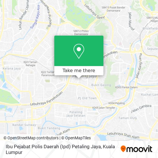 Peta Ibu Pejabat Polis Daerah (Ipd) Petaling Jaya