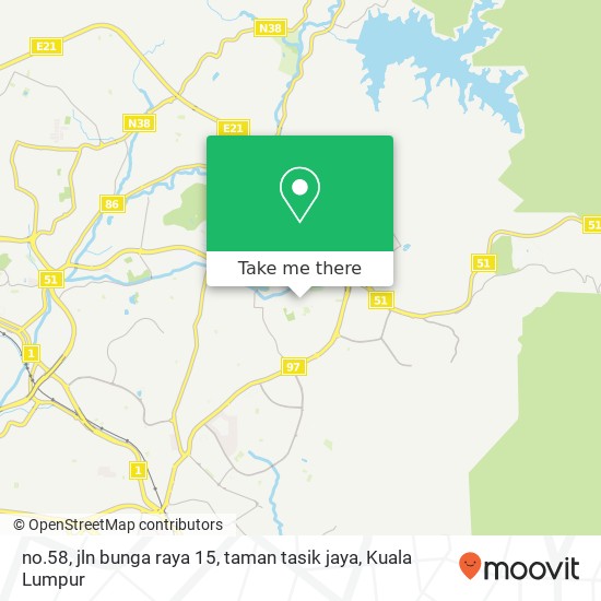 no.58, jln bunga raya 15, taman tasik jaya map