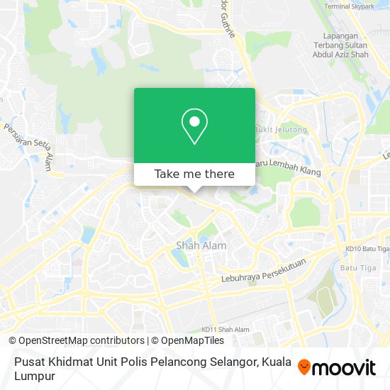 Peta Pusat Khidmat Unit Polis Pelancong Selangor