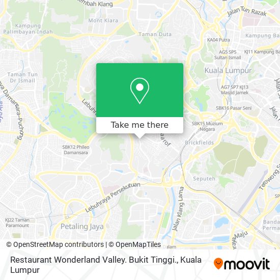 Restaurant Wonderland Valley. Bukit Tinggi. map