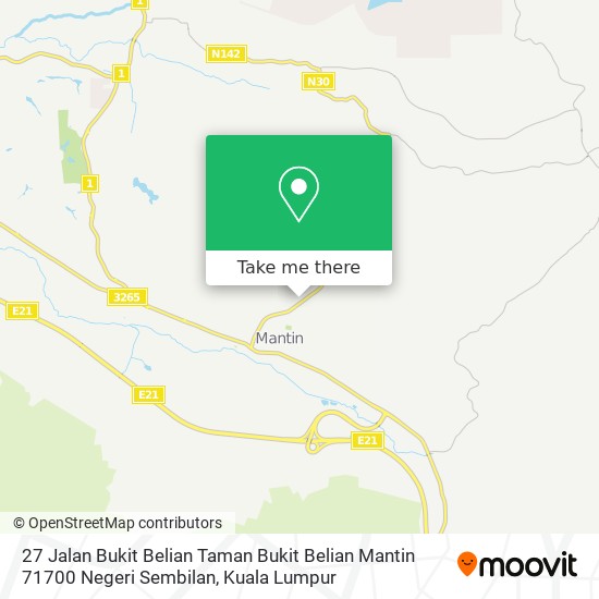 Peta 27 Jalan Bukit Belian Taman Bukit Belian Mantin 71700‎ Negeri Sembilan