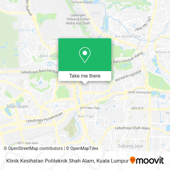 Klinik Kesihatan Politeknik Shah Alam map