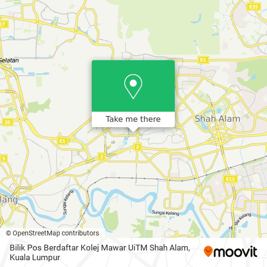 Bilik Pos Berdaftar Kolej Mawar UiTM Shah Alam map