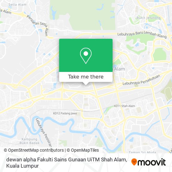 dewan alpha Fakulti Sains Gunaan UiTM Shah Alam map