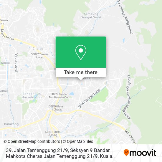 如何坐公交或捷运和轻快铁去hulu Langat的39 Jalan Temenggung 21 9 Seksyen 9 Bandar Mahkota Cheras Jalan Temenggung 21 9 Moovit
