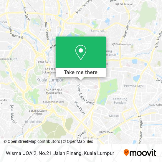 如何坐公交 捷运和轻快铁或火车去kuala Lumpur的wisma Uoa 2 No 21 Jalan Pinang