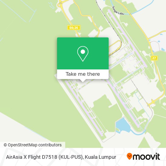 Peta AirAsia X Flight D7518 (KUL-PUS)