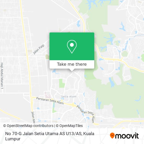 No 70-G Jalan Setia Utama AS U13 / AS map