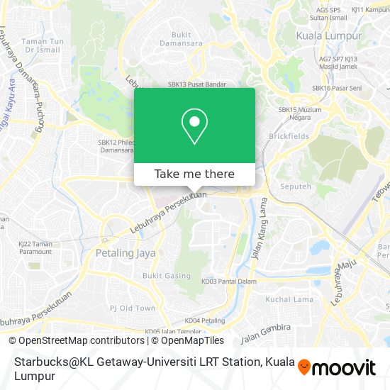 Starbucks@KL Getaway-Universiti LRT Station map