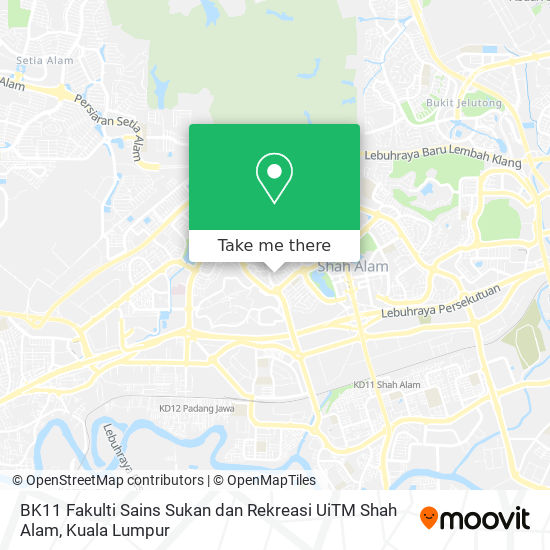 BK11 Fakulti Sains Sukan dan Rekreasi UiTM Shah Alam map