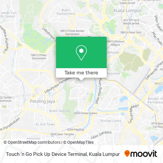 Touch 'n Go Pick Up Device Terminal map