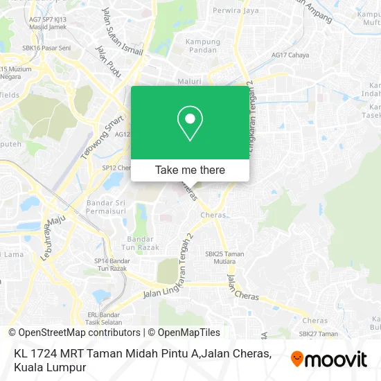 KL 1724 MRT Taman Midah Pintu A,Jalan Cheras map