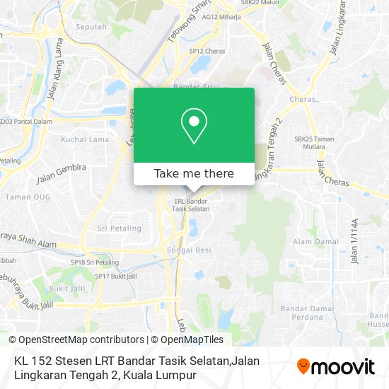 Peta KL 152 Stesen LRT Bandar Tasik Selatan,Jalan Lingkaran Tengah 2
