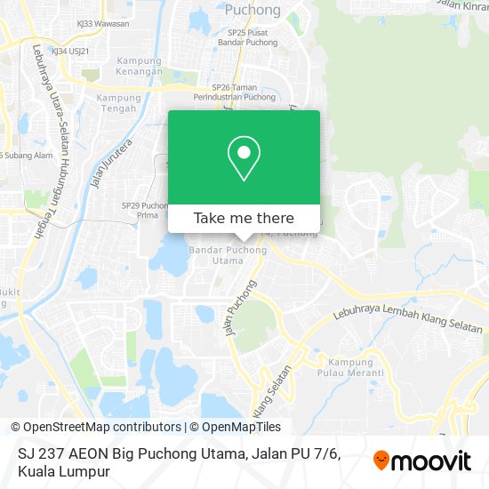 Peta SJ 237 AEON Big Puchong Utama, Jalan PU 7 / 6