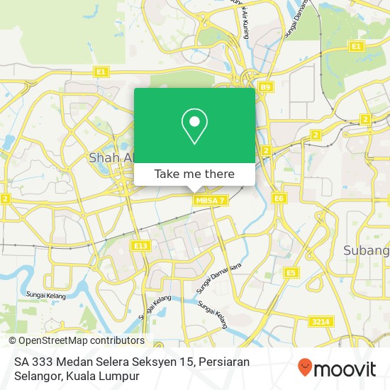 Peta SA 333 Medan Selera Seksyen 15, Persiaran Selangor