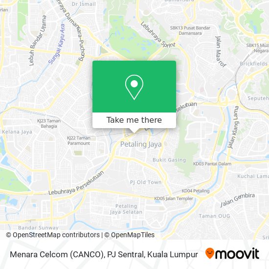 Menara Celcom (CANCO), PJ Sentral map