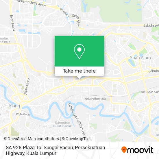 SA 928 Plaza Tol Sungai Rasau, Persekuatuan Highway map