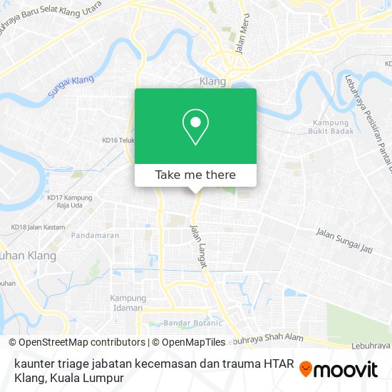 kaunter triage jabatan kecemasan dan trauma HTAR Klang map