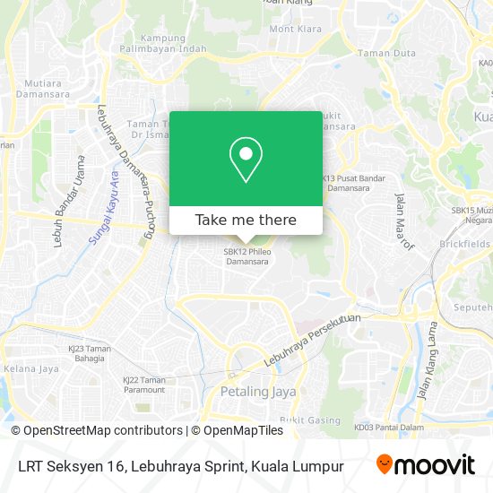 LRT Seksyen 16, Lebuhraya Sprint map