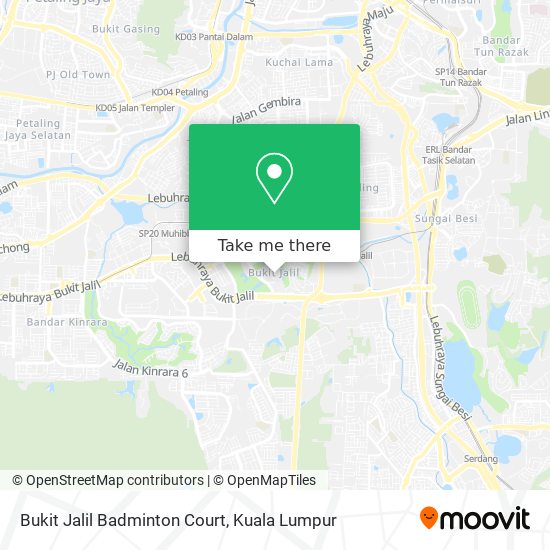 Peta Bukit Jalil Badminton Court