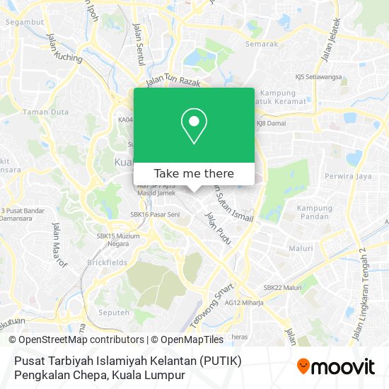 Peta Pusat Tarbiyah Islamiyah Kelantan (PUTIK) Pengkalan Chepa