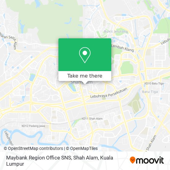 Peta Maybank Region Office SNS, Shah Alam