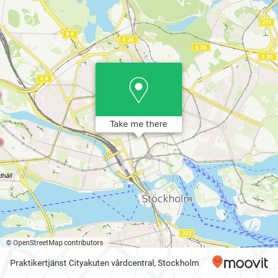 Praktikertjänst Cityakuten vårdcentral map