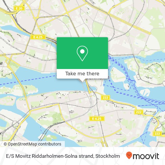E / S Movitz Riddarholmen-Solna strand map