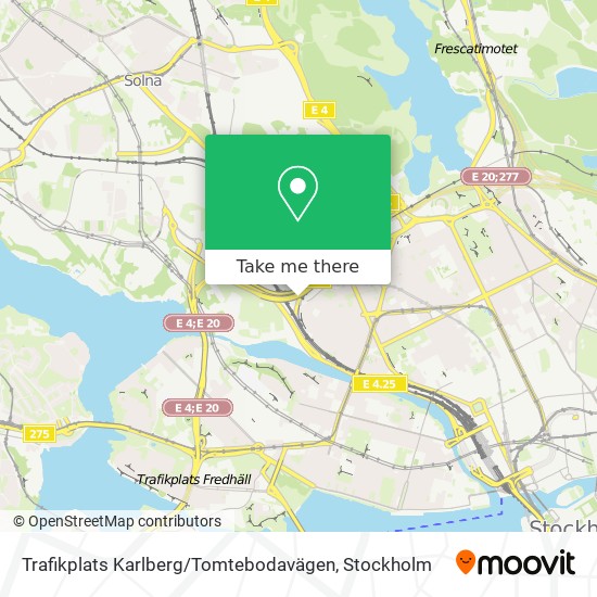 Trafikplats Karlberg / Tomtebodavägen map